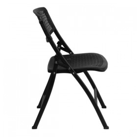 HERCULES Series 990 lb. Black Designer Comfort Molded Folding Chair [RUT-NC398-BK-GG]