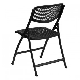 HERCULES Series 990 lb. Black Designer Comfort Molded Folding Chair [RUT-NC398-BK-GG]