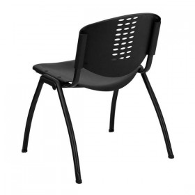 HERCULES Series 880 lb. Capacity Black Polypropylene Stack Chair with Black Frame Finish [RUT-NF01A-BK-GG]