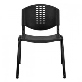 HERCULES Series 880 lb. Capacity Black Polypropylene Stack Chair with Black Frame Finish [RUT-NF01A-BK-GG]