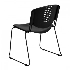 HERCULES Series 400 lb. Capacity Black Plastic Stack Chair with Black Powder Coated Frame Finish [RUT-NF02-BK-GG]