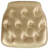 Hard Gold Tufted Vinyl Chiavari Chair Cushion [SZ-TUFT-GOLD-GG]