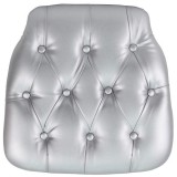 Hard Silver Tufted Vinyl Chiavari Chair Cushion [SZ-TUFT-SIL-GG]