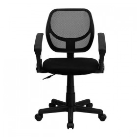 Mid-Back Black Mesh Task Chair and Computer Chair with Arms [WA-3074-BK-A-GG]