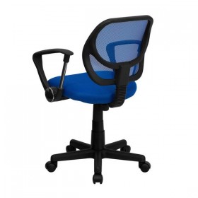 Mid-Back Blue Mesh Task Chair and Computer Chair with Arms [WA-3074-BL-A-GG]
