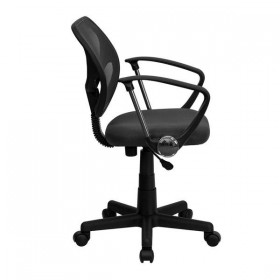 Mid-Back Gray Mesh Task Chair and Computer Chair with Arms [WA-3074-GY-A-GG]