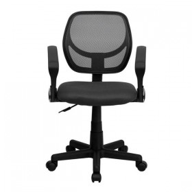 Mid-Back Gray Mesh Task Chair and Computer Chair with Arms [WA-3074-GY-A-GG]