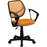 Mid-Back Orange Mesh Task Chair and Computer Chair with Arms [WA-3074-OR-A-GG]