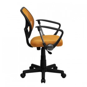 Mid-Back Orange Mesh Task Chair and Computer Chair with Arms [WA-3074-OR-A-GG]