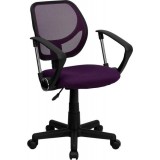 Mid-Back Purple Mesh Task Chair and Computer Chair with Arms [WA-3074-PUR-A-GG]
