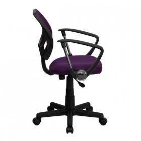 Mid-Back Purple Mesh Task Chair and Computer Chair with Arms [WA-3074-PUR-A-GG]