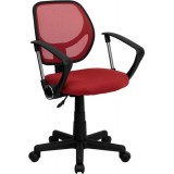 Mid-Back Red Mesh Task Chair and Computer Chair with Arms [WA-3074-RD-A-GG]
