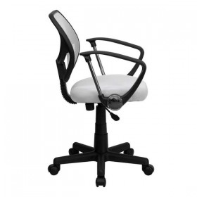 Mid-Back White Mesh Task Chair and Computer Chair with Arms [WA-3074-WHT-A-GG]