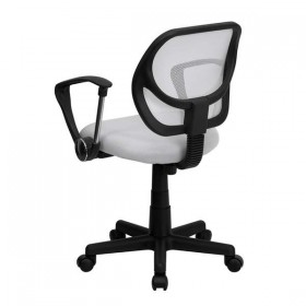 Mid-Back White Mesh Task Chair and Computer Chair with Arms [WA-3074-WHT-A-GG]