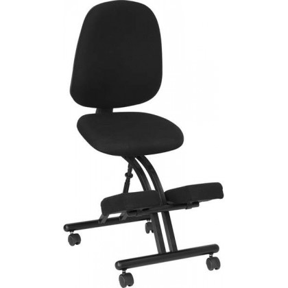 Mobile Ergonomic Kneeling Posture Chair in Black Fabric with Back [WL-1428-GG]