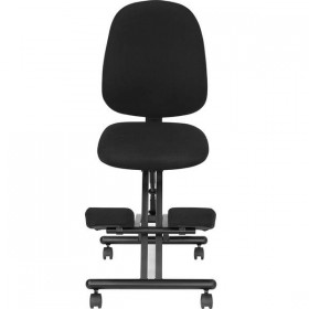 Mobile Ergonomic Kneeling Posture Chair in Black Fabric with Back [WL-1428-GG]