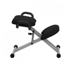 Ergonomic Kneeling Chair in Black Fabric with Handles [WL-1429-GG]