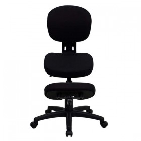 Mobile Ergonomic Kneeling Posture Task Chair in Black Fabric with Back [WL-1430-GG]