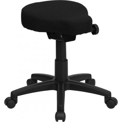 Black Saddle-Seat Utility Stool with Height and Angle Adjustment [WL-1620-GG]