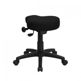 Black Saddle-Seat Utility Stool with Height and Angle Adjustment [WL-1620-GG]