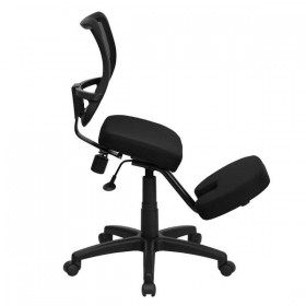 Mobile Ergonomic Kneeling Task Chair with Black Curved Mesh Back and Fabric Seat [WL-3425-GG]