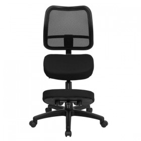 Mobile Ergonomic Kneeling Task Chair with Black Curved Mesh Back and Fabric Seat [WL-3425-GG]