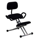 Ergonomic Kneeling Chair in Black Fabric with Back and Handles [WL-3439-GG]