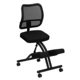 Mobile Ergonomic Kneeling Chair with Black Curved Mesh Back and Fabric Seat [WL-3520-GG]