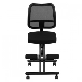 Mobile Ergonomic Kneeling Chair with Black Curved Mesh Back and Fabric Seat [WL-3520-GG]