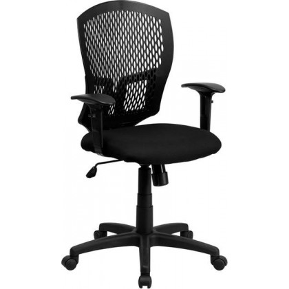 Mid-Back Designer Back Task Chair with Padded Fabric Seat and Arms [WL-3958SYG-BK-A-GG]