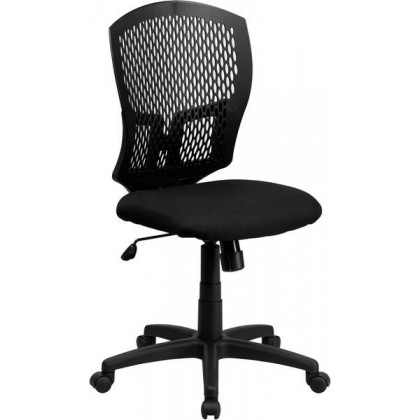 Mid-Back Designer Back Task Chair with Padded Fabric Seat [WL-3958SYG-BK-GG]