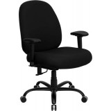 HERCULES Series 400 lb. Capacity Big and Tall Black Fabric Office Chair with Arms and Extra WIDE Seat [WL-715MG-BK-A-GG]