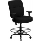 HERCULES Series 400 lb. Capacity Big & Tall Black Fabric Drafting Stool with Arms and Extra WIDE Seat [WL-735SYG-BK-AD-GG]