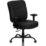 HERCULES Series 400 lb. Capacity Big and Tall Black Leather Office Chair with Arms and Extra WIDE Seat [WL-735SYG-BK-LEA-A-GG]