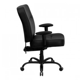 HERCULES Series 400 lb. Capacity Big and Tall Black Leather Office Chair with Arms and Extra WIDE Seat [WL-735SYG-BK-LEA-A-GG]