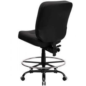 HERCULES Series 400 lb. Capacity Big & Tall Black Leather Drafting Stool with Extra WIDE Seat [WL-735SYG-BK-LEA-D-GG]