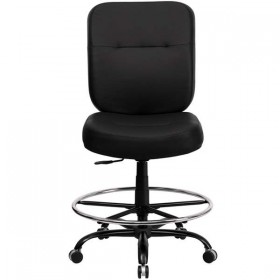 HERCULES Series 400 lb. Capacity Big & Tall Black Leather Drafting Stool with Extra WIDE Seat [WL-735SYG-BK-LEA-D-GG]
