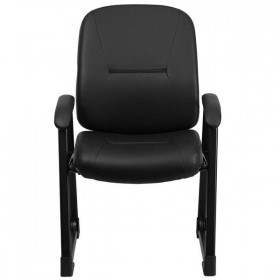 HERCULES Series Big & Tall 400 lb. Capacity Black Leather Executive Side Chair with Sled Base [WL-738AV-LEA-GG]