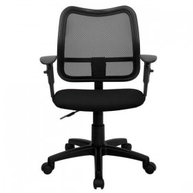 Mid-Back Mesh Task Chair with Black Fabric Seat and Arms [WL-A277-BK-A-GG]