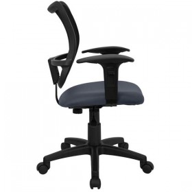 Mid-Back Mesh Task Chair with Navy Blue Fabric Seat and Arms [WL-A277-NVY-A-GG]