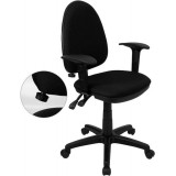 Mid-Back Black Fabric Multi-Functional Task Chair with Arms and Adjustable Lumbar Support [WL-A654MG-BK-A-GG]