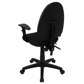Mid-Back Black Fabric Multi-Functional Task Chair with Arms and Adjustable Lumbar Support [WL-A654MG-BK-A-GG]
