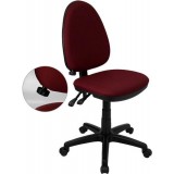 Mid-Back Burgundy Fabric Multi-Functional Task Chair with Adjustable Lumbar Support [WL-A654MG-BY-GG]