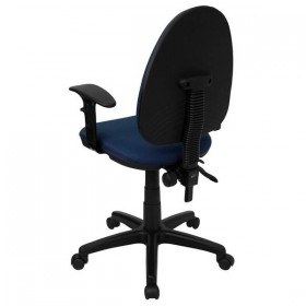 Mid-Back Navy Blue Fabric Multi-Functional Task Chair with Arms and Adjustable Lumbar Support [WL-A654MG-NVY-A-GG]