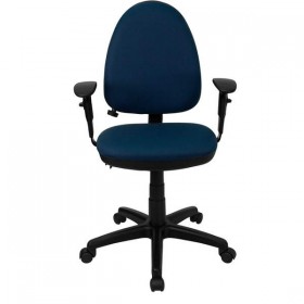 Mid-Back Navy Blue Fabric Multi-Functional Task Chair with Arms and Adjustable Lumbar Support [WL-A654MG-NVY-A-GG]