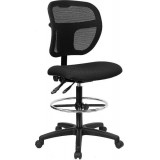 Mid-Back Mesh Drafting Stool with Black Fabric Seat [WL-A7671SYG-BK-D-GG]