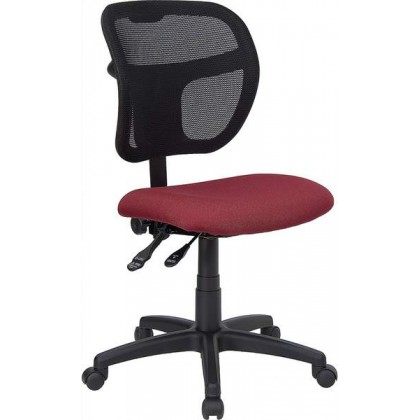 Mid-Back Mesh Task Chair with Burgundy Fabric Seat [WL-A7671SYG-BY-GG]