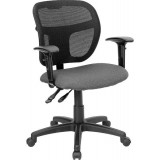Mid-Back Mesh Task Chair with Gray Fabric Seat [WL-A7671SYG-GY-A-GG]