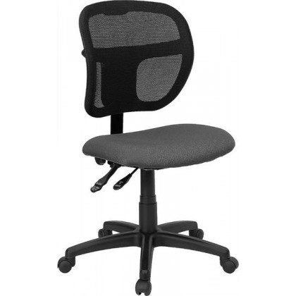 Mid-Back Mesh Task Chair with Gray Fabric Seat [WL-A7671SYG-GY-GG]