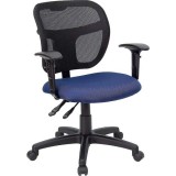 Mid-Back Mesh Task Chair with Navy Blue Fabric Seat and Arms [WL-A7671SYG-NVY-A-GG]